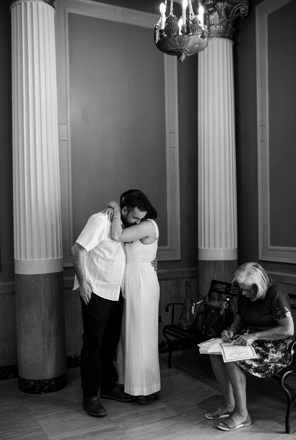 Newlyweds' first kiss